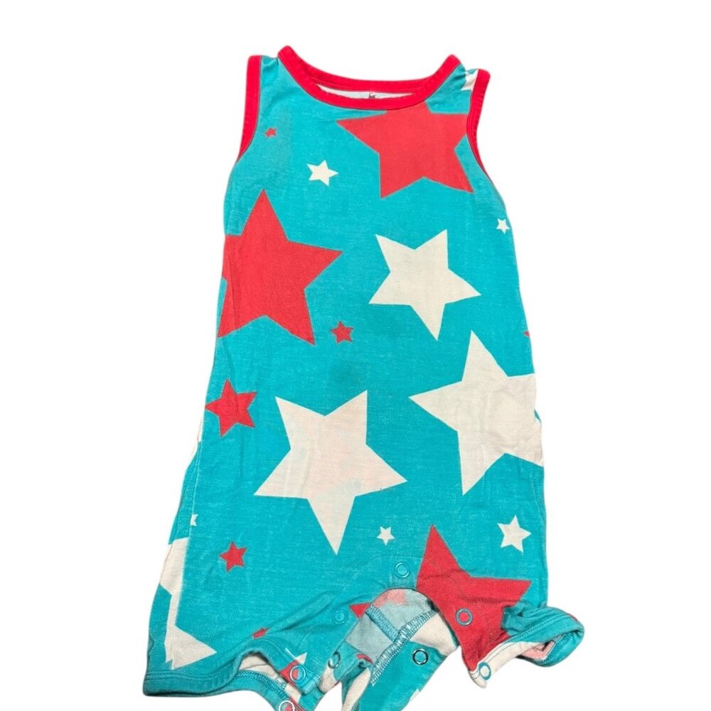 Posh Peanut Star Spangled Fourth of July Romper Tank 12-18M Bamboo Snap